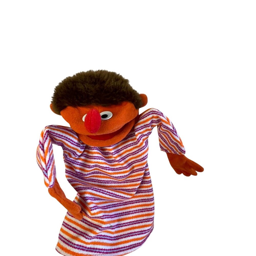 Sesame Street Ernie‎ Hand Puppet Plush Toy 15" Striped Shirt
